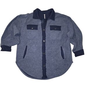 Free People Ruby reverse fleece shacket with elbow pads navy blue large